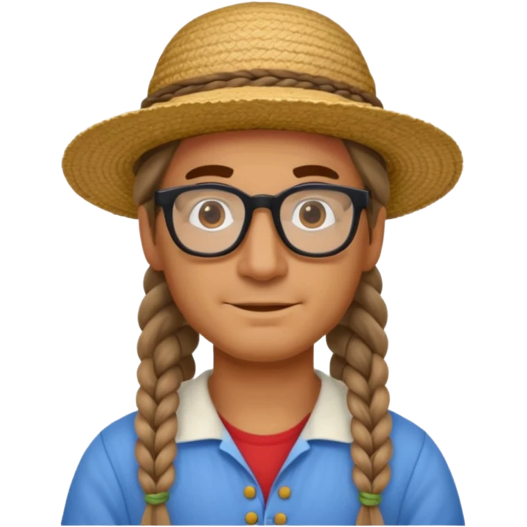 venice gondolier with long braided hair, iconic hat, normal glassess  emoji