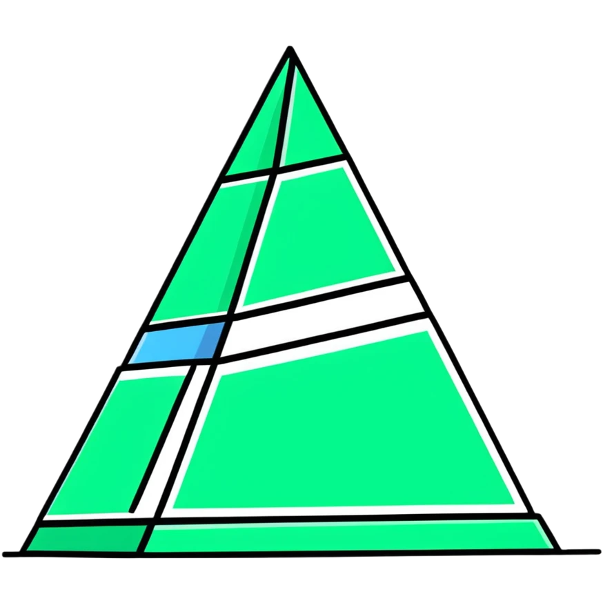 Geometric Maya style pyramid - inbox overflow, strictly white and deep dark green only, angular sharp lines emoji