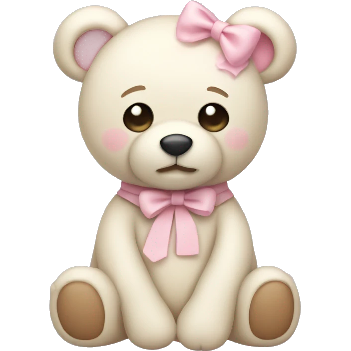 Cream colored teddy bear with pastel pink on top of head emoji