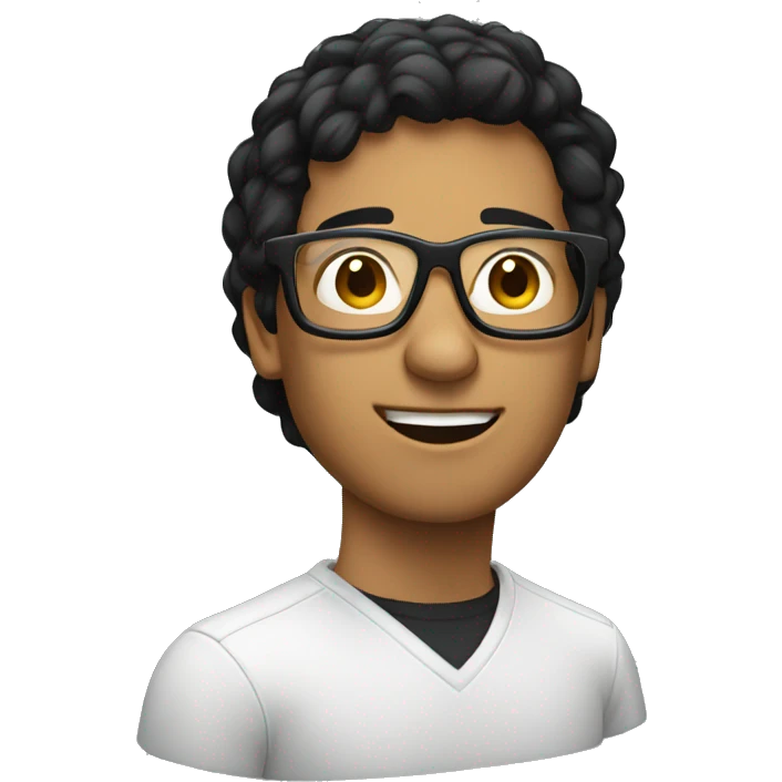 Web developer with specs, black hair  emoji