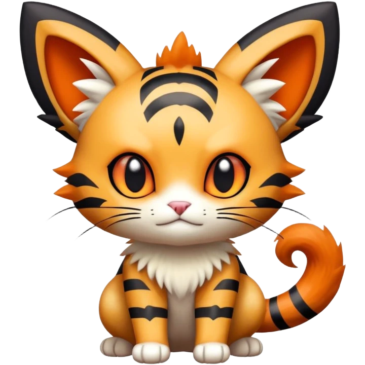 Shiny Cute Adorable Meowth-Litten-Hybrid-Creature with pattern-markings emoji