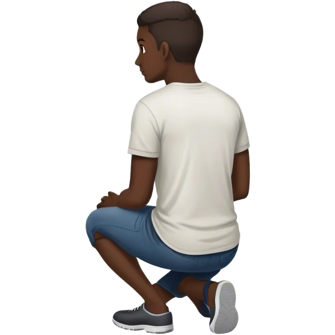 man kneeling shown from back wearing shirt on knees shown from back facing away emoji