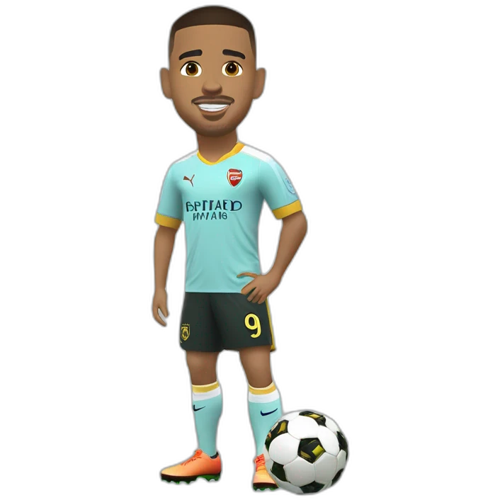 gabriel jesus atacante do arsenal fc com uma bola de futebol emoji