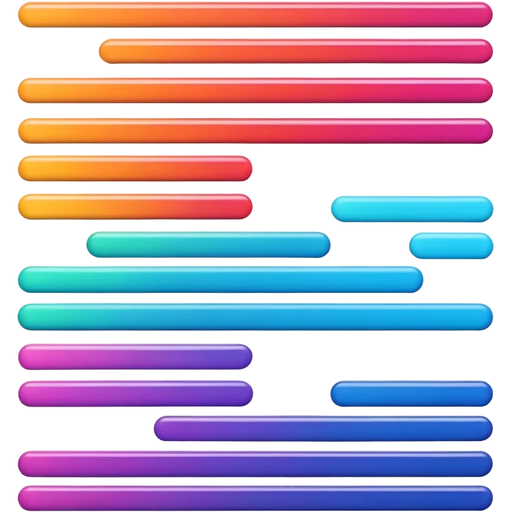 Horizontal multiple little bars merging into a bigger, survey style emoji