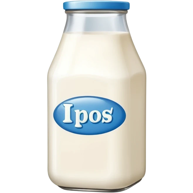 Vintage glass milk container of white milk emoji