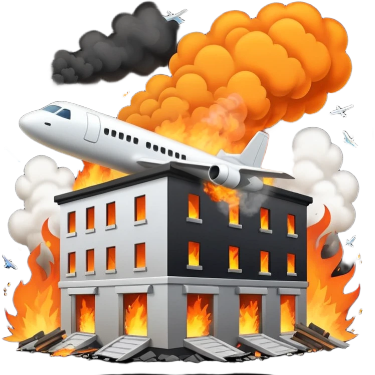 A plane crasing into building emoji