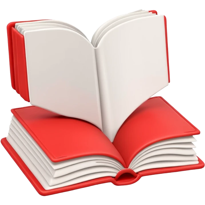 3D red open book made of plasticine with blank white pages emoji