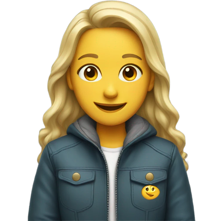 smiling girl in jacket emoji