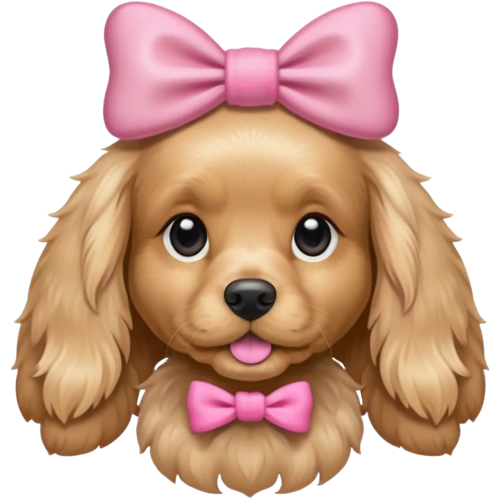beige cocker spaniel with a pink bow emoji