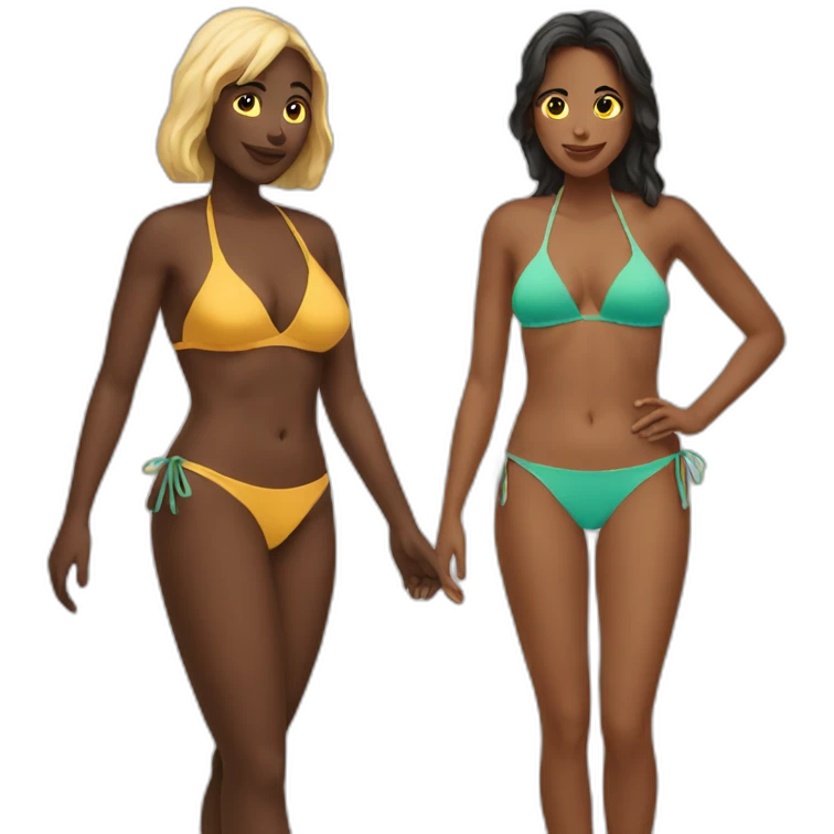 two people sharing a bikini emoji