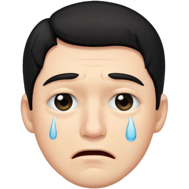 man crying with black hair emoji