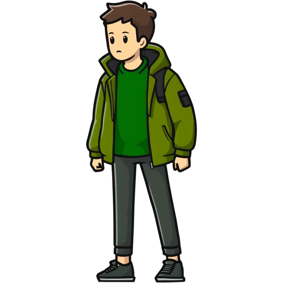 dark olive green jacket over a lighter green top emoji