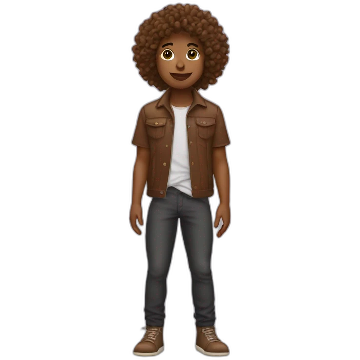 brown skin with curly mix music emoji
