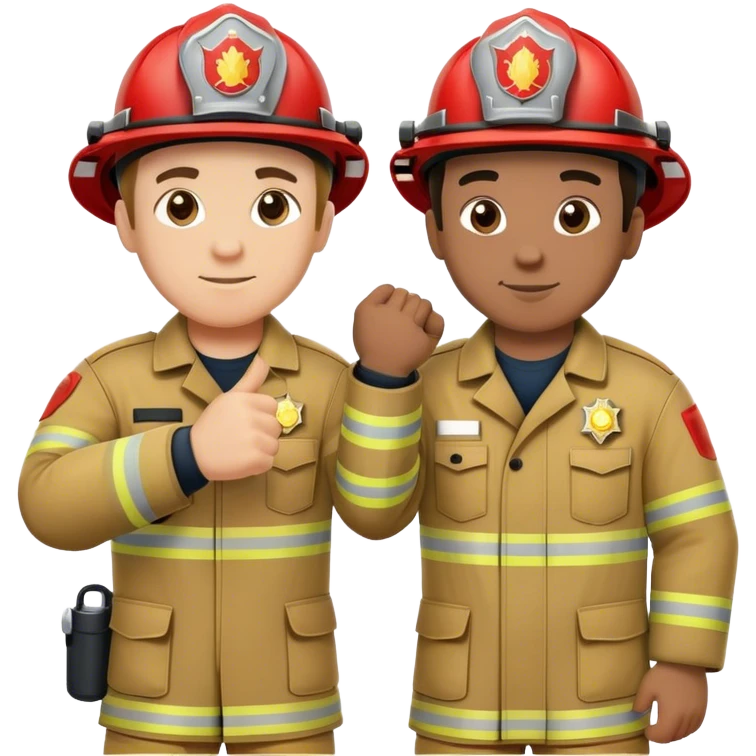 A fireman and a Paramedic standing together and making fist bump  emoji