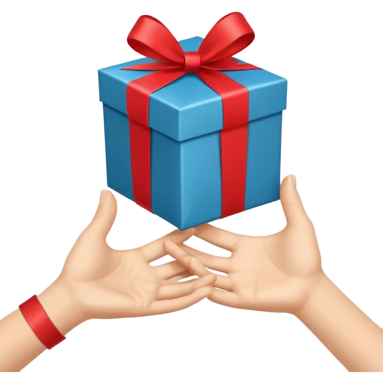 one hand giving a gift box, simple, clear, no text emoji