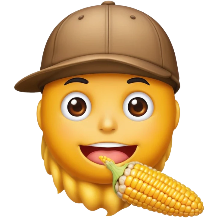 Poop with corn in it wearing a ballcap emoji