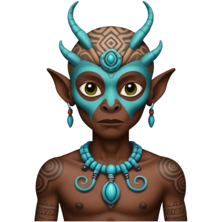 alien mayan ancient with tatooed emoji