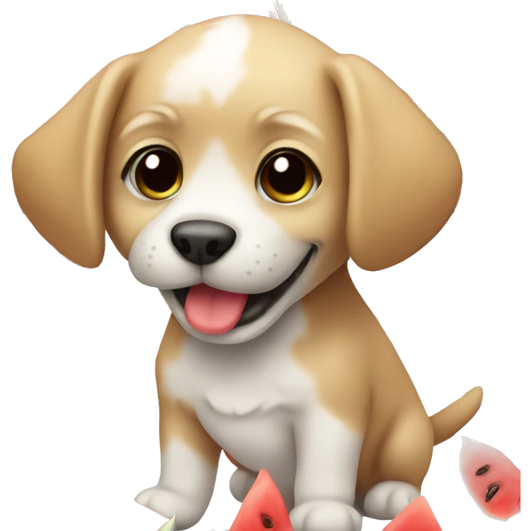 cute puppy with watermelon  emoji