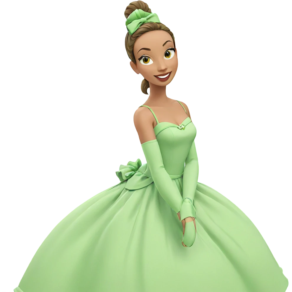 smiling girl in green dress emoji