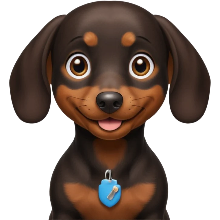 Black miniature Daschund looking happy emoji