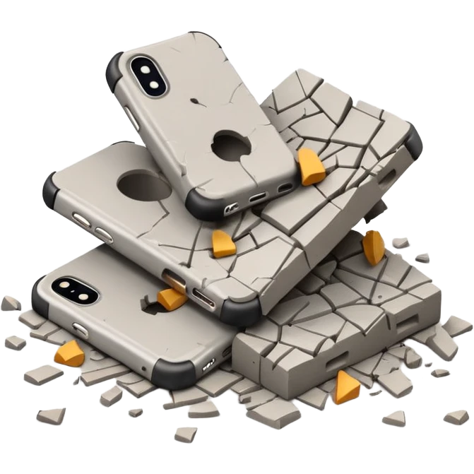 3D iPhone style emoji of debris and ruins, broken pieces of concrete and metal scattered, chaotic structure, isolated on white background, soft shadows, high detail, playful and cute. emoji
