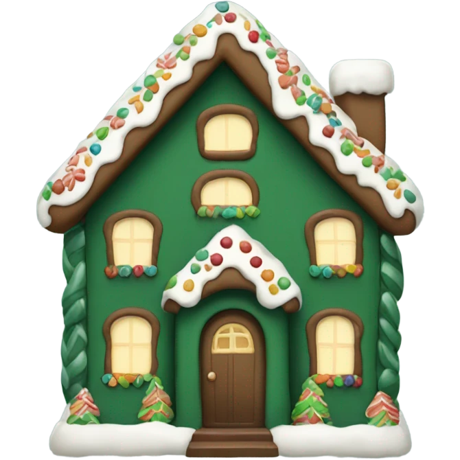 Cosy dark green gingerbread house  emoji