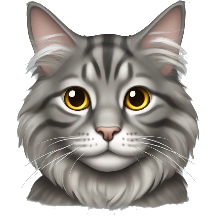 Grey tabby Maine coon cat emoji