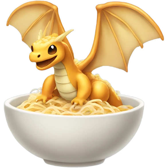 Rice noodle with dragonite wings emoji