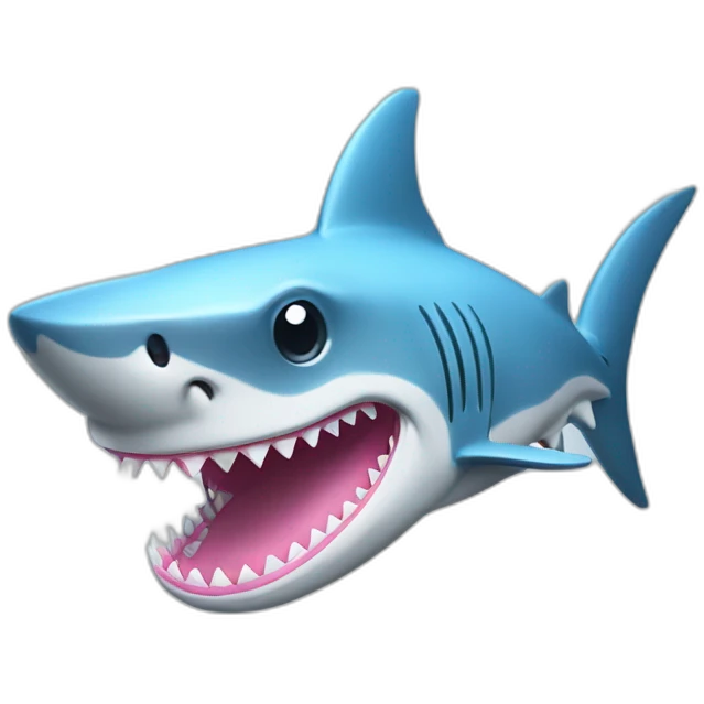 A shark with a light blue and pink shirt, cartooney, iOS emoji emoji