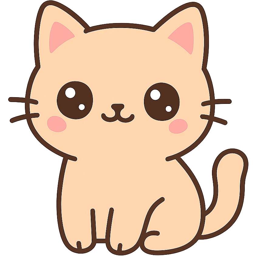 playful kot, sitting, big eyes emoji