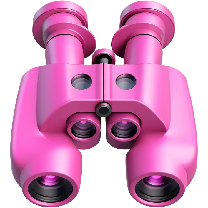 3D robotic binoculars with a pink color, featuring two eyes, viewed from an angled perspective emoji