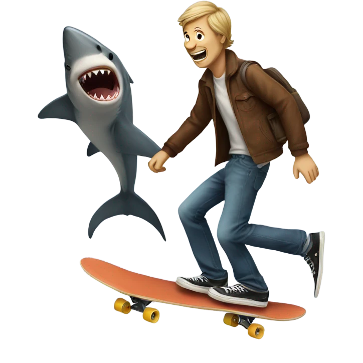 man skateboarding with a shark emoji