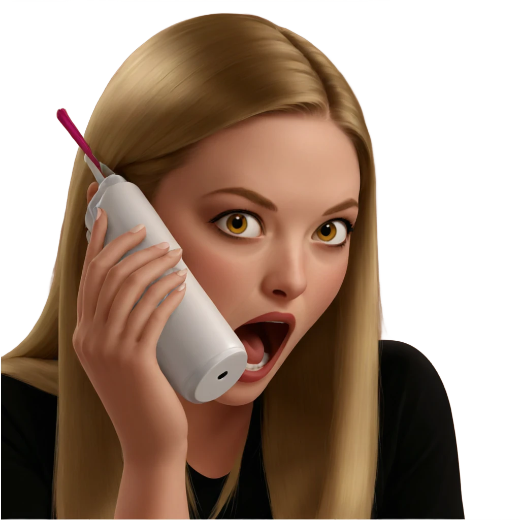 blonde girl with open mouth emoji