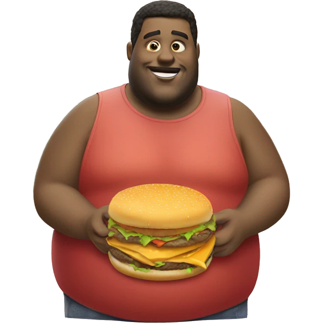 Fat guy eating cheese burger  emoji