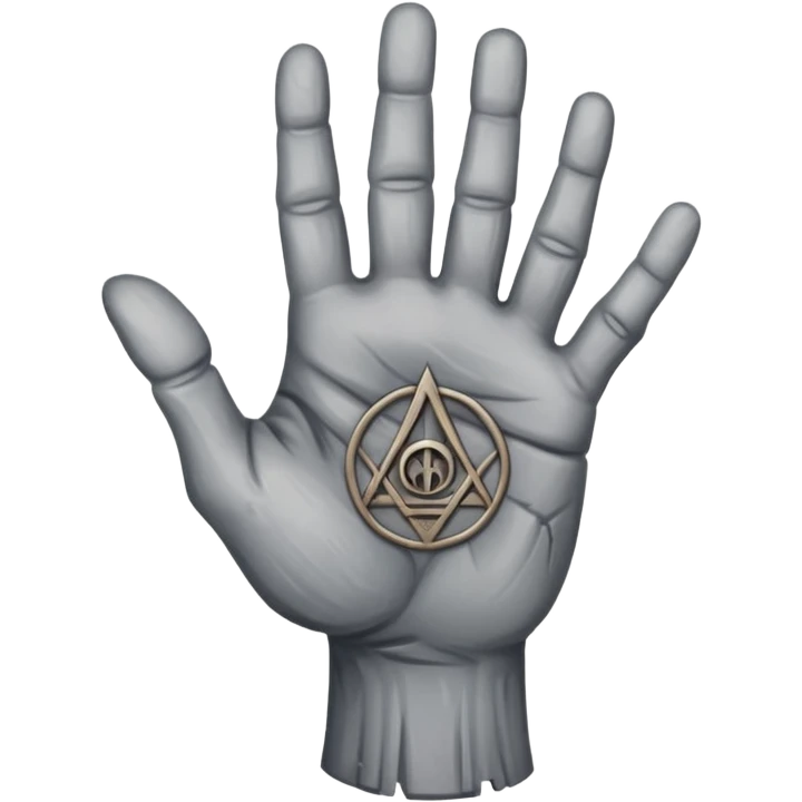 grey hand with an occult symbol on the palm emoji