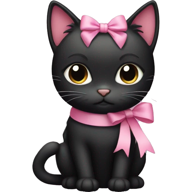 Black Cat with pink bow  emoji