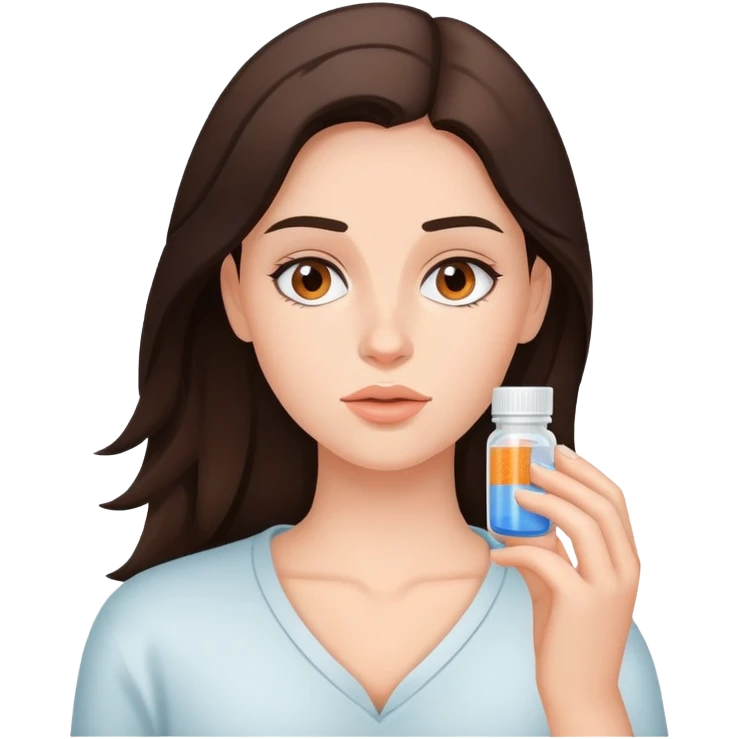 Young brunette taking Adderall emoji
