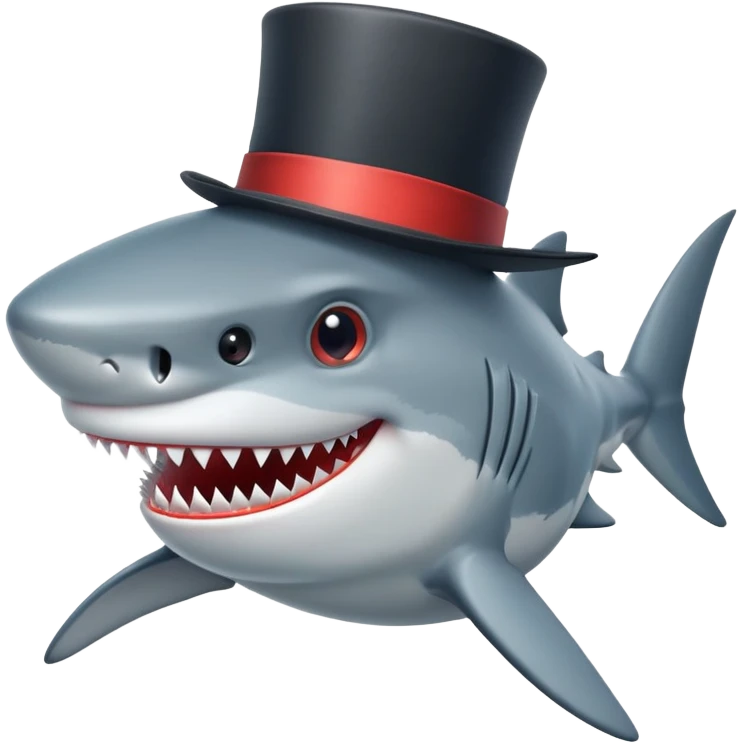 Shark with a top hat emoji