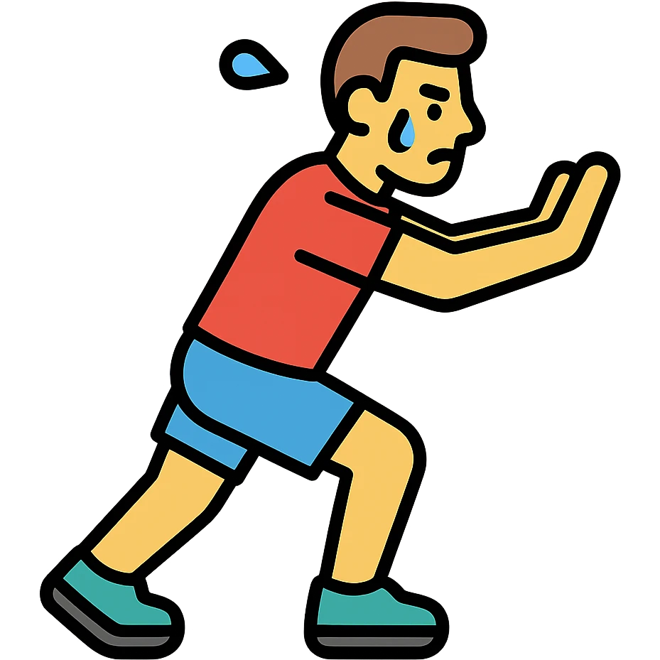 one man sweating and pushing himself during a workout, clean lines, fitness theme, icon style emoji