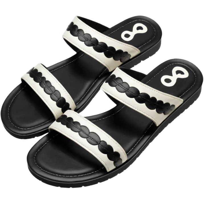 Channel black and white Lambskin Printed CC Sandals emoji