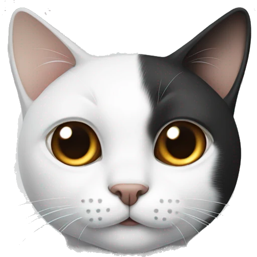 White cat with left black ear and right brown ear  emoji