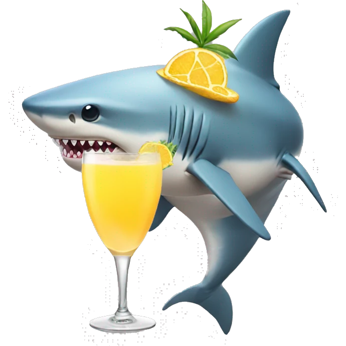 shark wearing a bikini, drinking a mimosa emoji