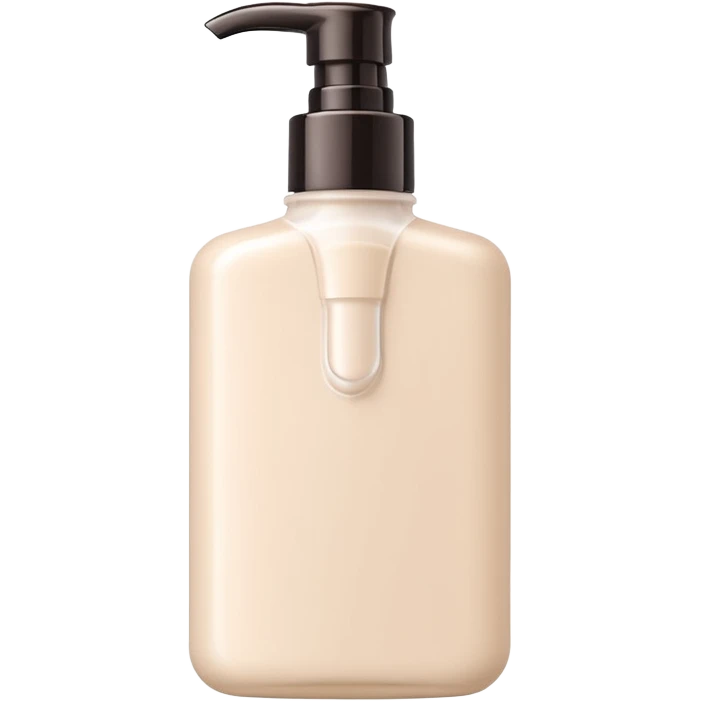 Neutral beige body lotion bottle with pump, pastel backdrop emoji
