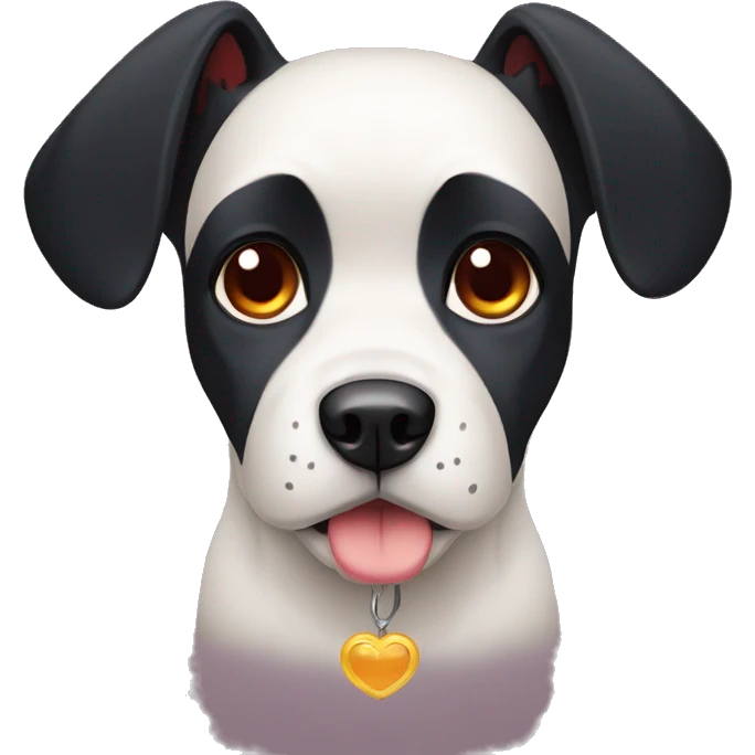 black dog, big jowls, sad puppy eyes, wings, winged dog, angel wings,red collar emoji