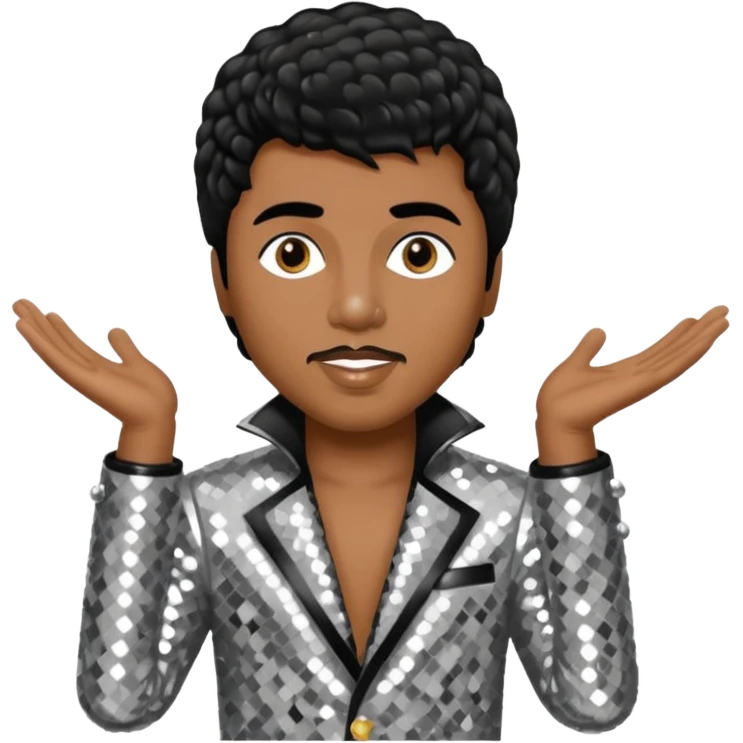 Little Richard with black hair, silver sequin outfit emoji