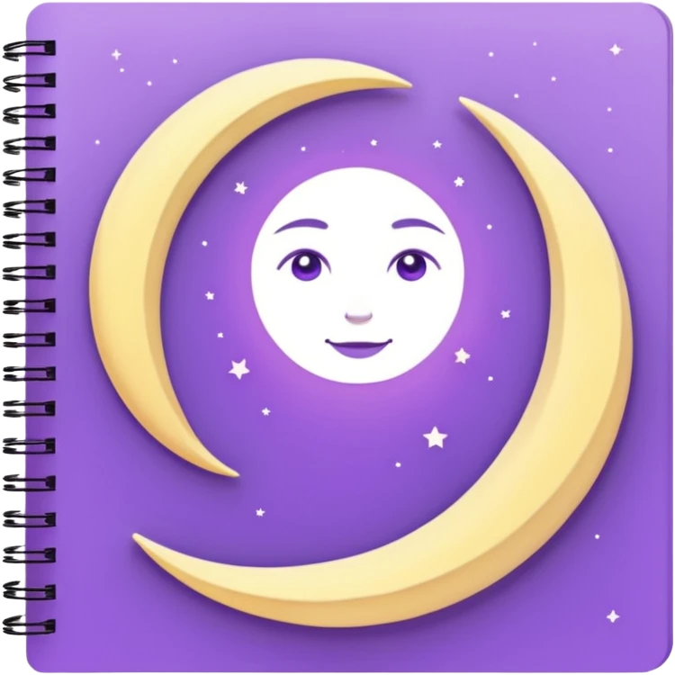 lilac notebook moon emoji