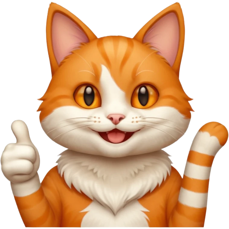 Cat smiling and giving thumbs up emoji