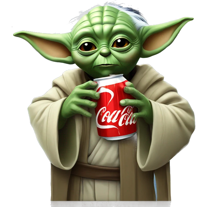 Master Yoda drinking coca cola in space emoji