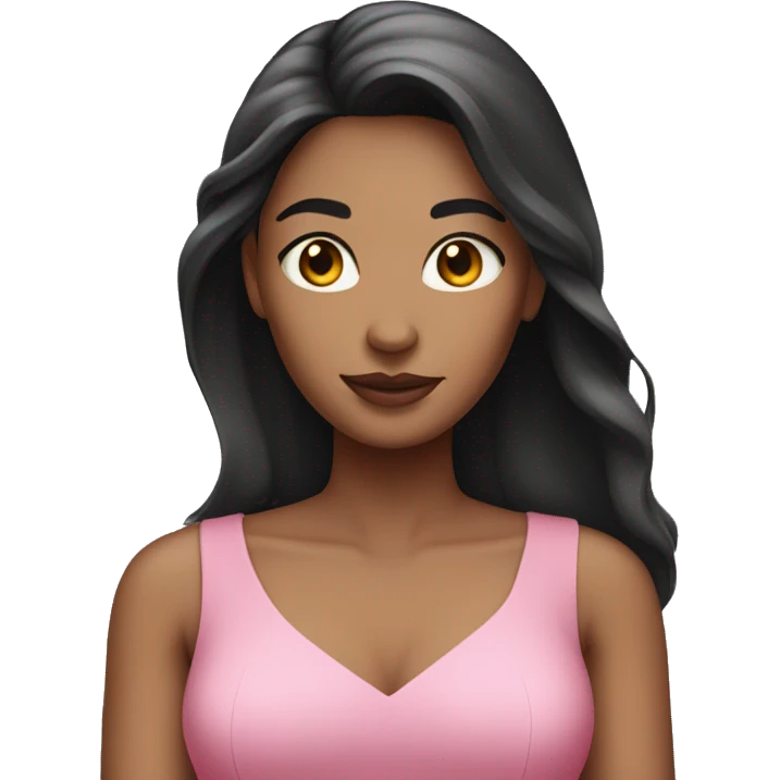 Woman with long dark hair pink dress emoji