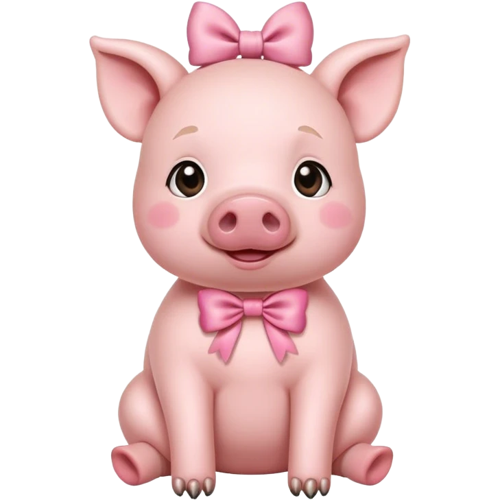 Cute pink pork with a bow sitting down emoji